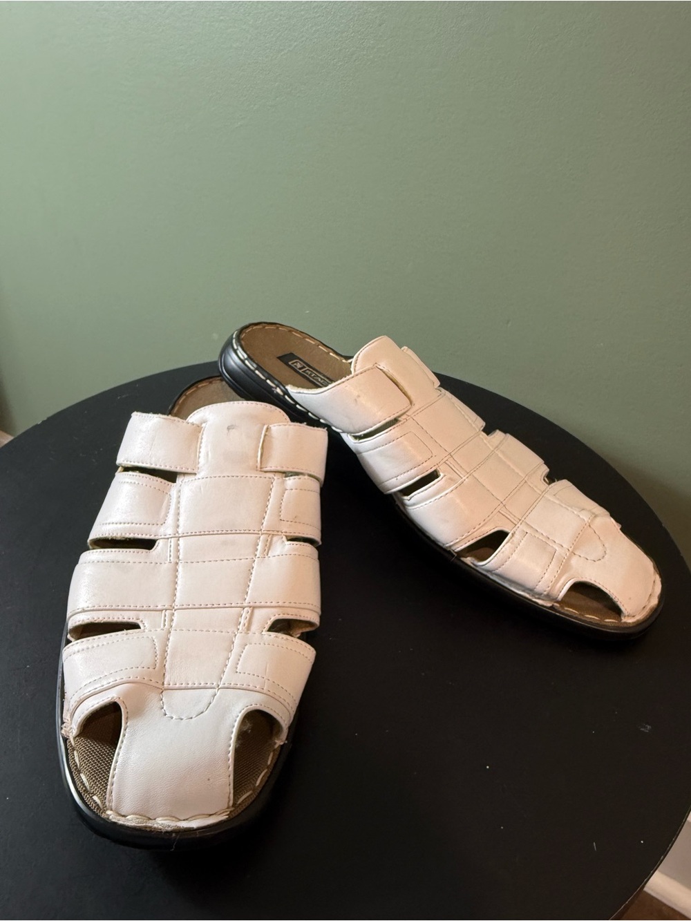 Men's White Leather Fisherman Sandals